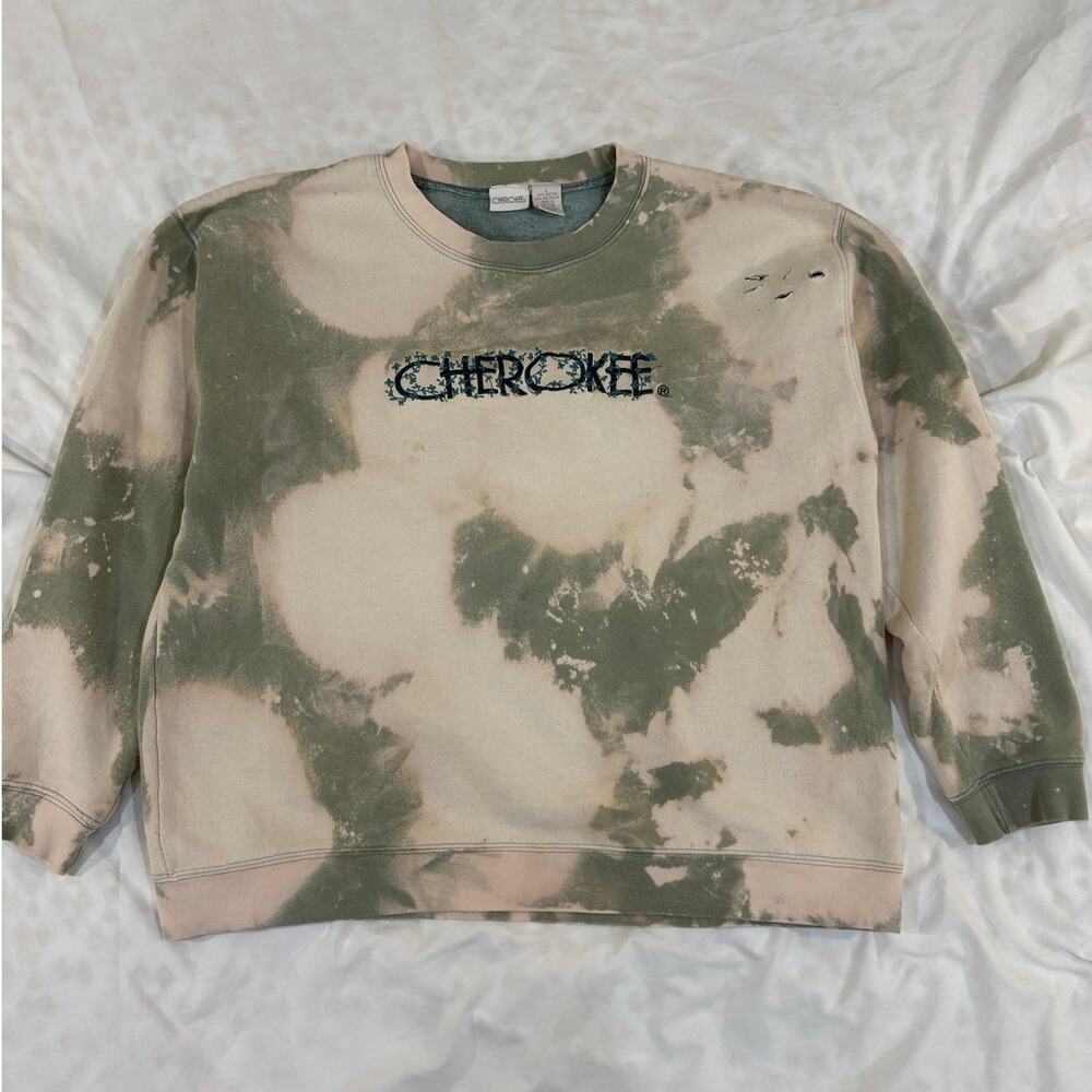 Vintage Cherokee Moss Vines Bleach Dyed Crew Neck Sweatshirt Size Large